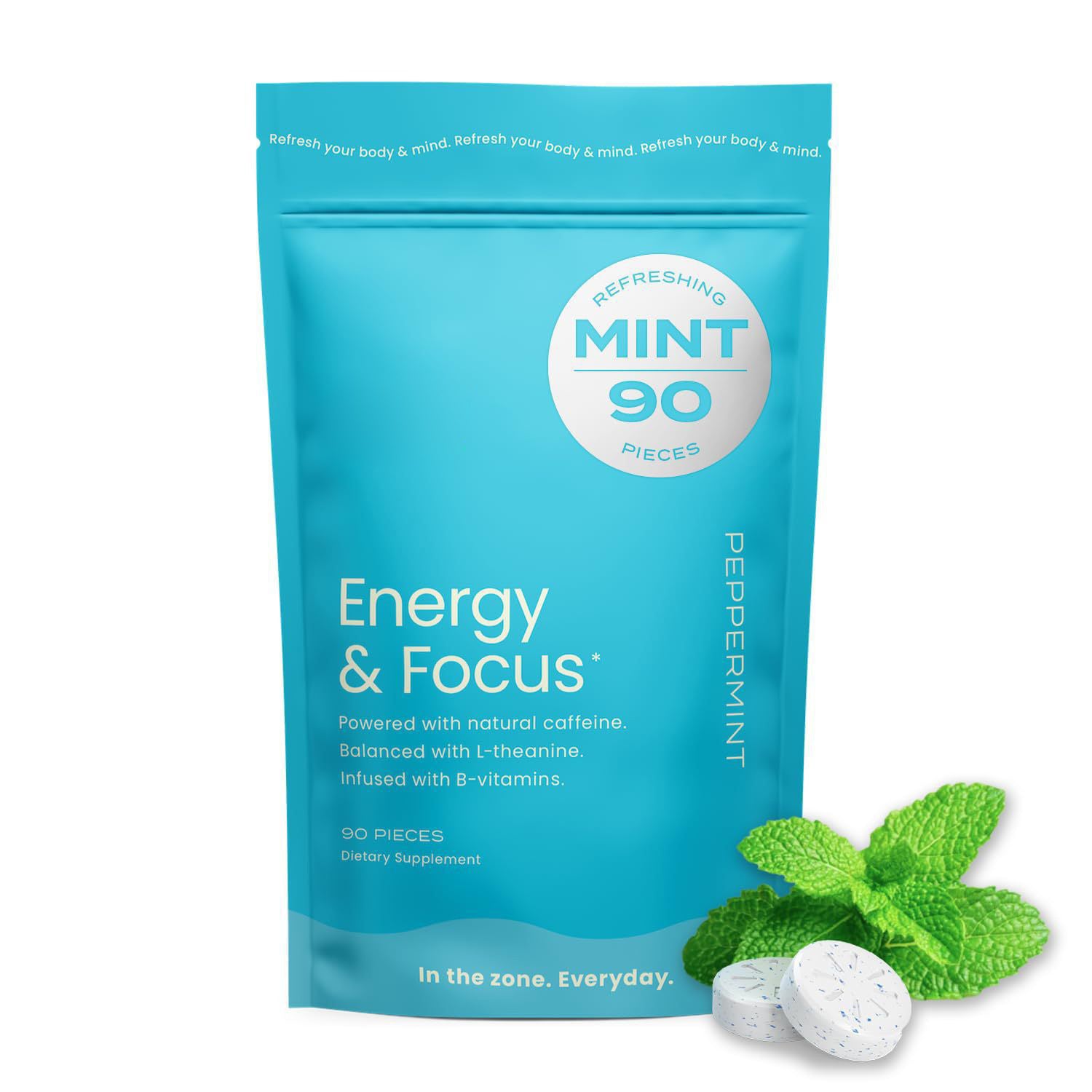 Mint Flavored Caffeine Energy Chewing Gum